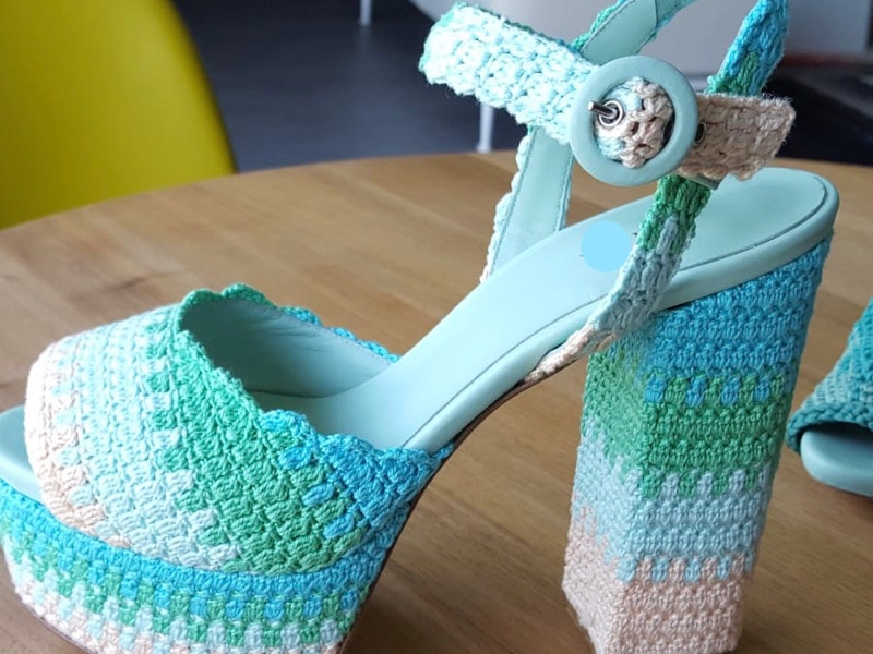 Tomaia sandalo Crochet con lavorazione a uncinetto